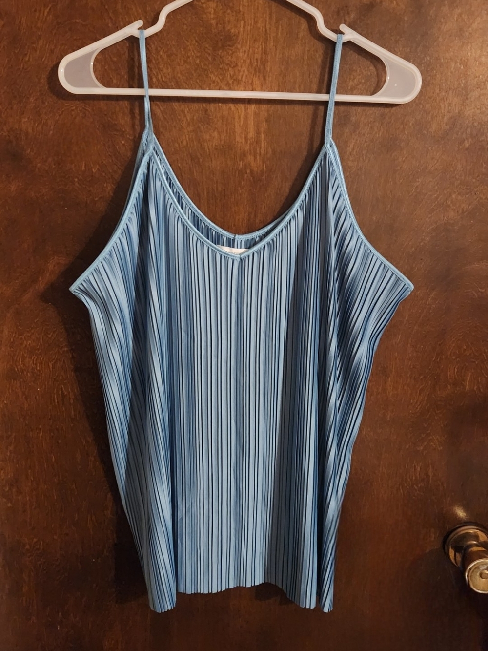 MAURICES Light Blue Pleated Camisole Tank Top - Women Silky Dressy 1x